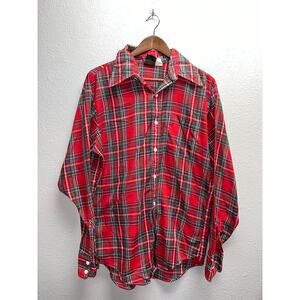 Vintage Manchester Shirt Company Button Up Shirt California Red 1960s 60s Large